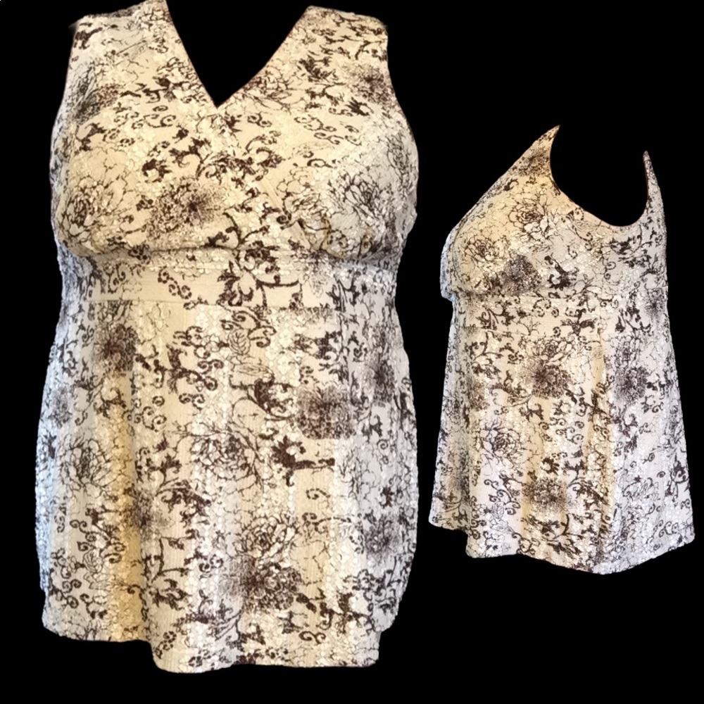 Lane Bryant 22/24 sleeveless lace babydoll cream/white blouse